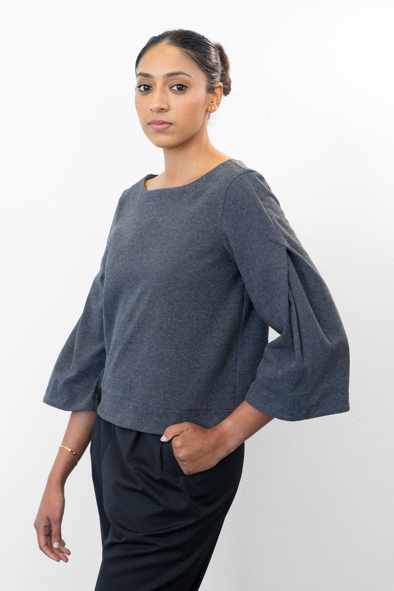 Inverted Pleat Top - Gray (US 4)