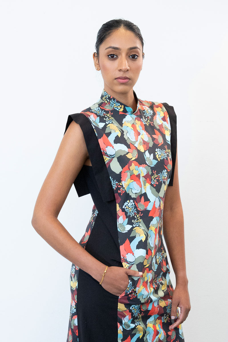 Linear Qipao Dress - Hybrid Print