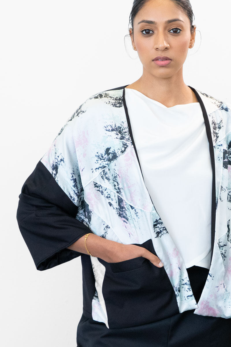 Kimono Patchwork Jacket - Landscape Print (US 6)