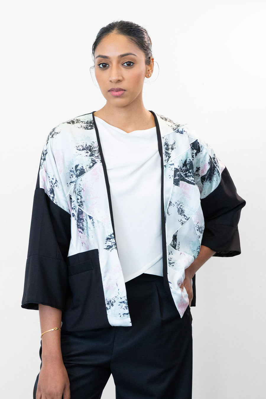 Kimono Patchwork Jacket - Landscape Print (US 6)