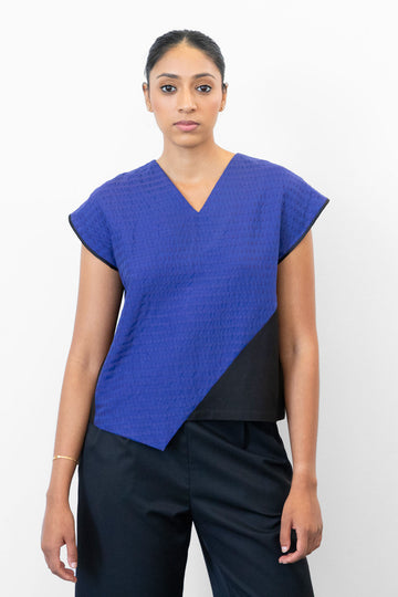 Asymmetrical V-Neck Top - Eggplant